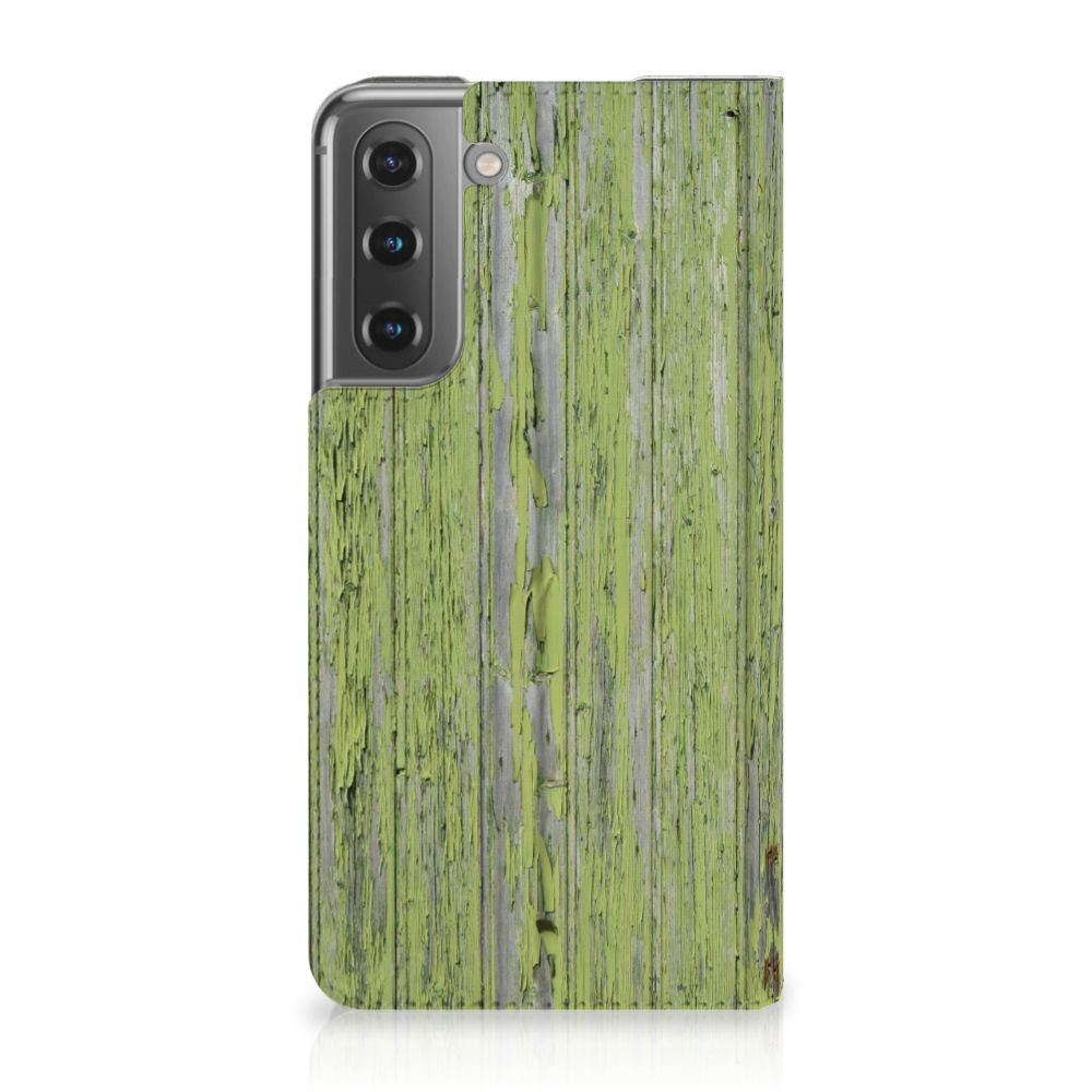 Samsung Galaxy S21 FE Book Wallet Case Green Wood