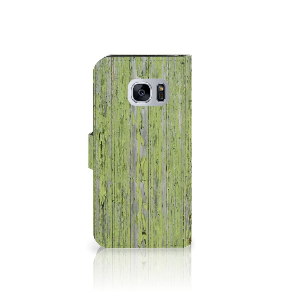 Samsung Galaxy S7 Book Style Case Green Wood