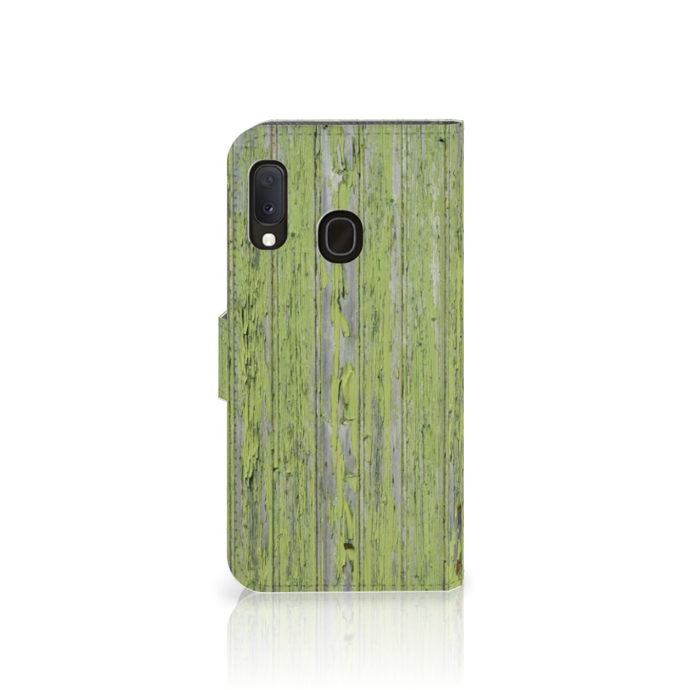 Samsung Galaxy A20e Book Style Case Green Wood