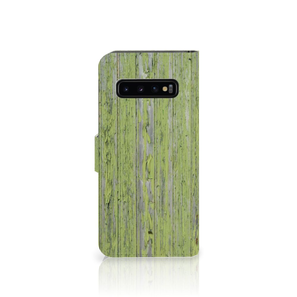 Samsung Galaxy S10 Book Style Case Green Wood