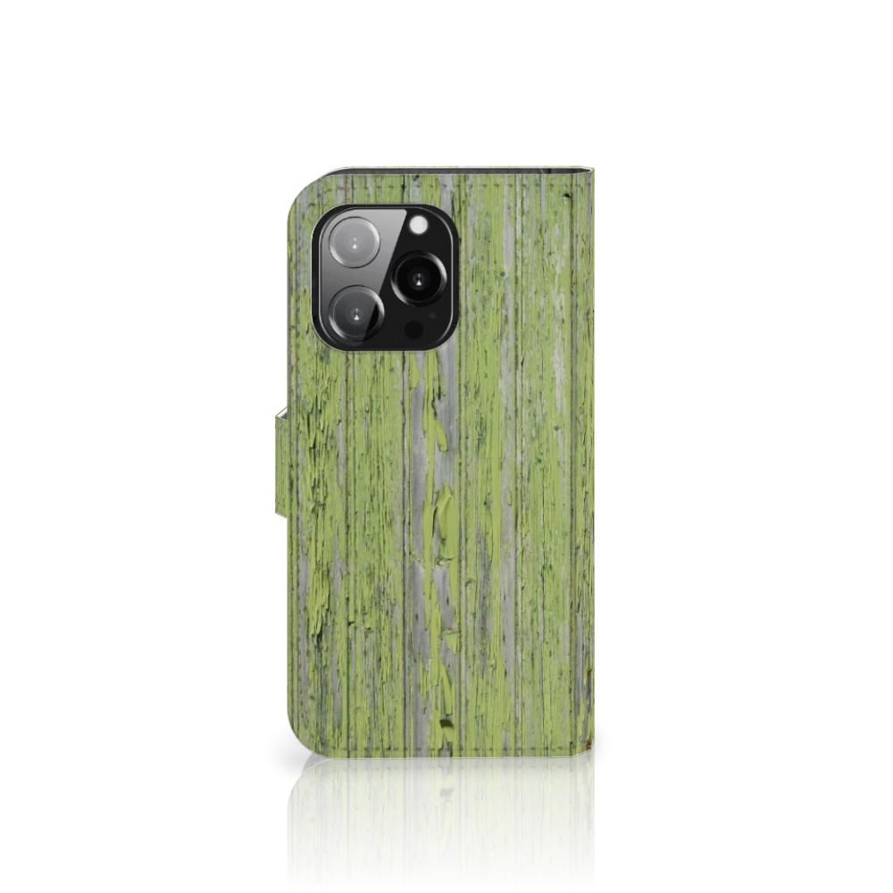 iPhone 13 Pro Book Style Case Green Wood