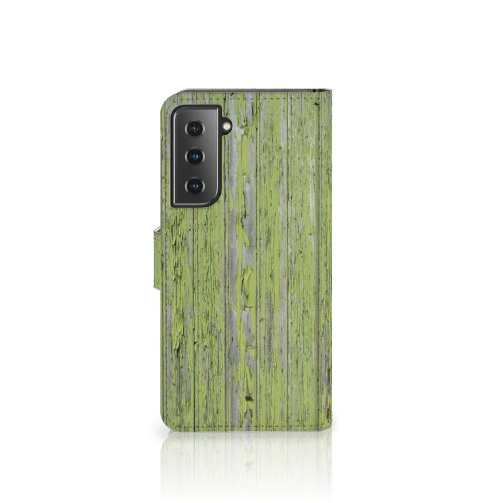 Samsung Galaxy S21 Book Style Case Green Wood