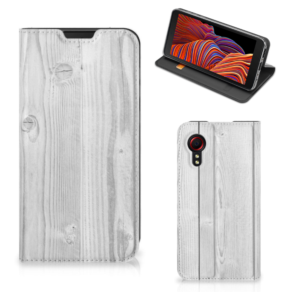 Samsung Galaxy Xcover 5 Book Wallet Case White Wood