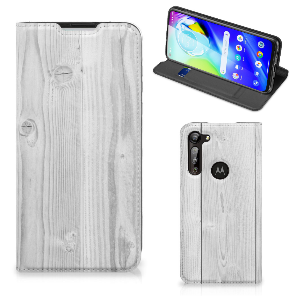 Motorola Moto G8 Power Book Wallet Case White Wood