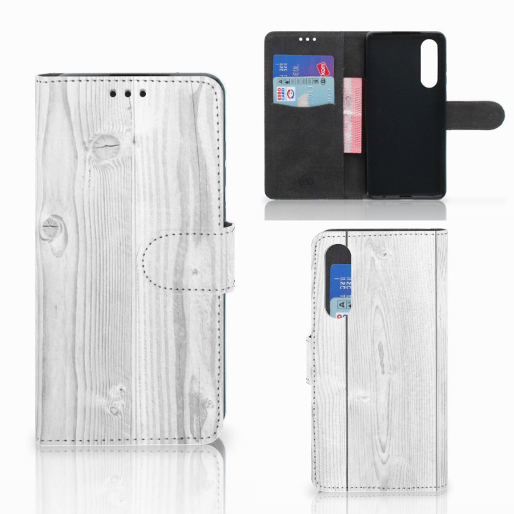 Huawei P30 Book Style Case White Wood