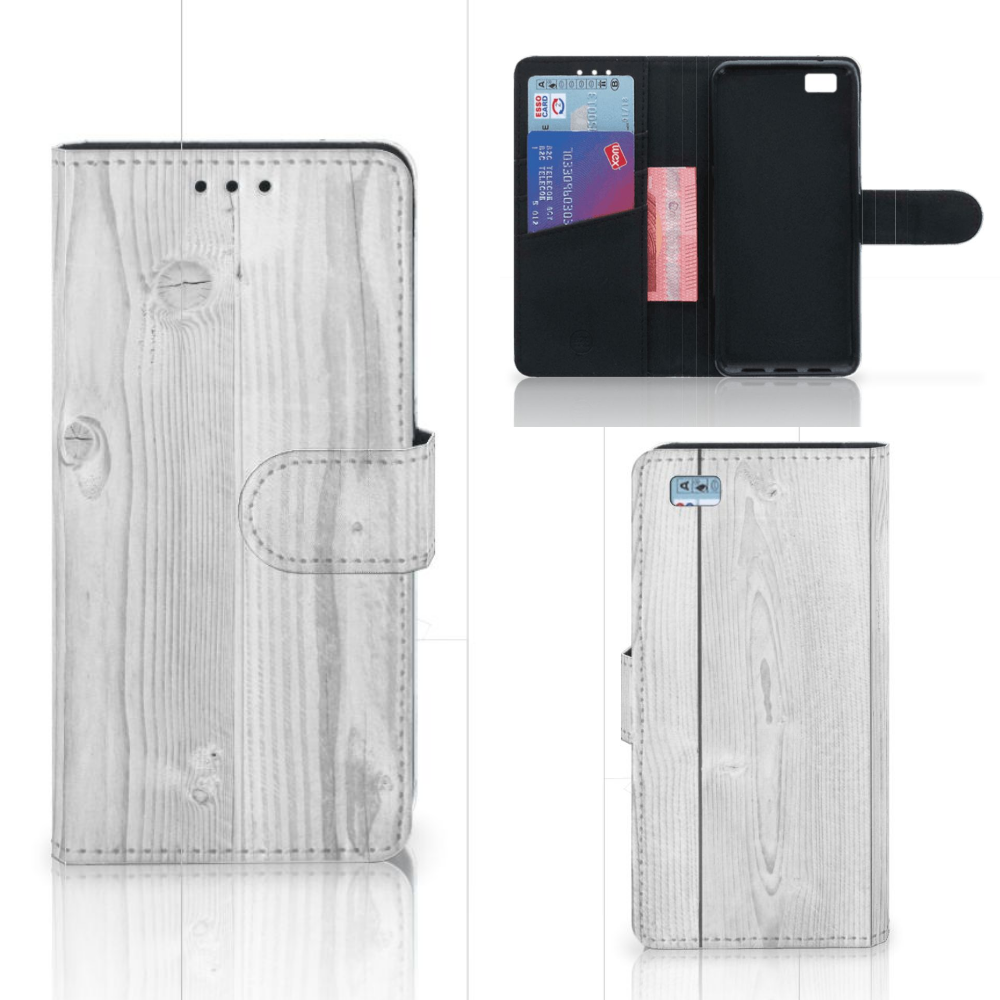 Huawei Ascend P8 Lite Book Style Case White Wood