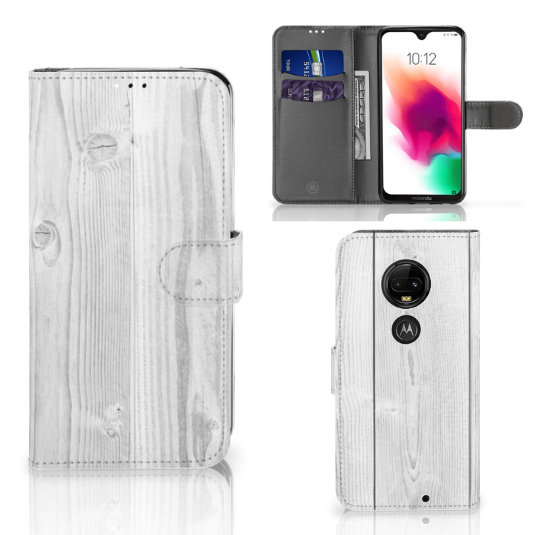 Motorola Moto G7 | G7 Plus Book Style Case White Wood