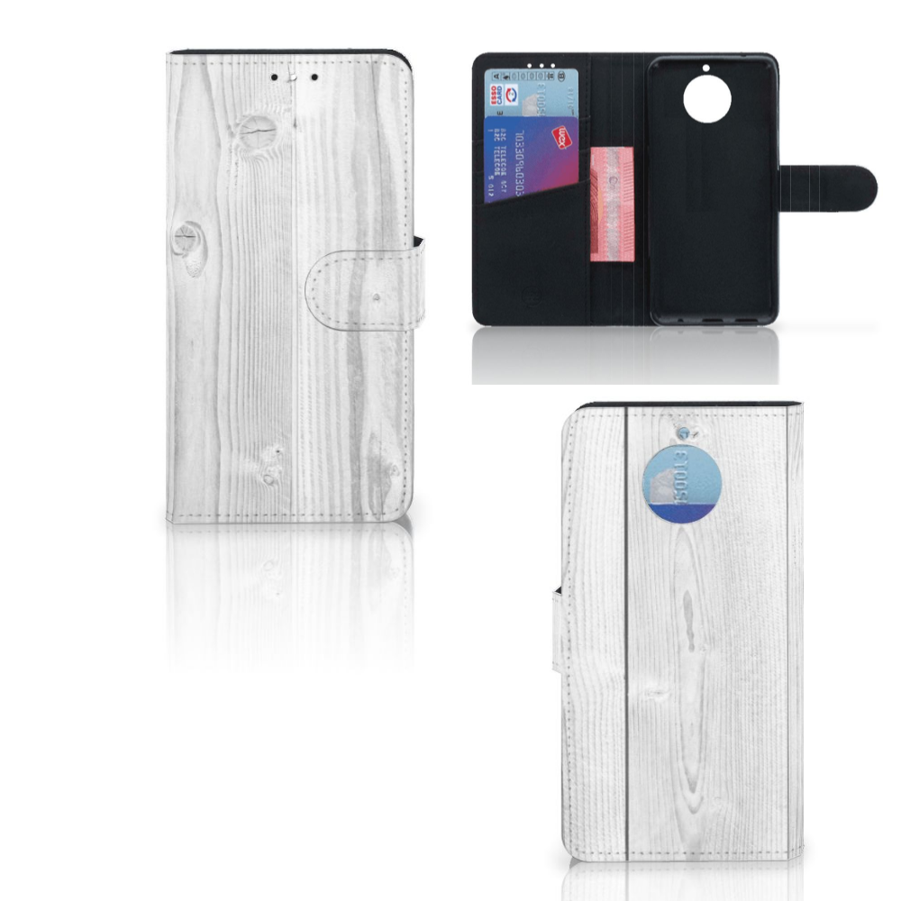 Motorola Moto G5S Plus Book Style Case White Wood