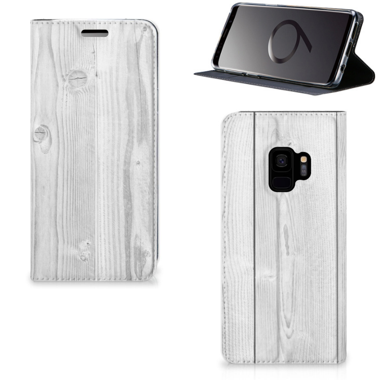 Samsung Galaxy S9 Book Wallet Case White Wood