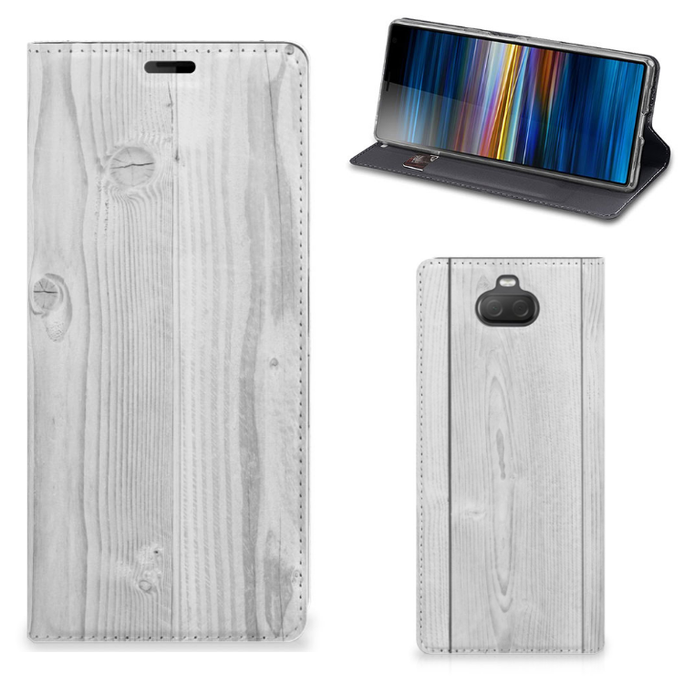Sony Xperia 10 Plus Book Wallet Case White Wood