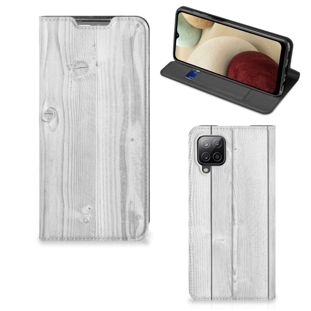 Samsung Galaxy A12 Book Wallet Case White Wood