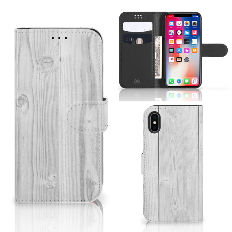 Apple iPhone X | Xs Book Style Case White Wood