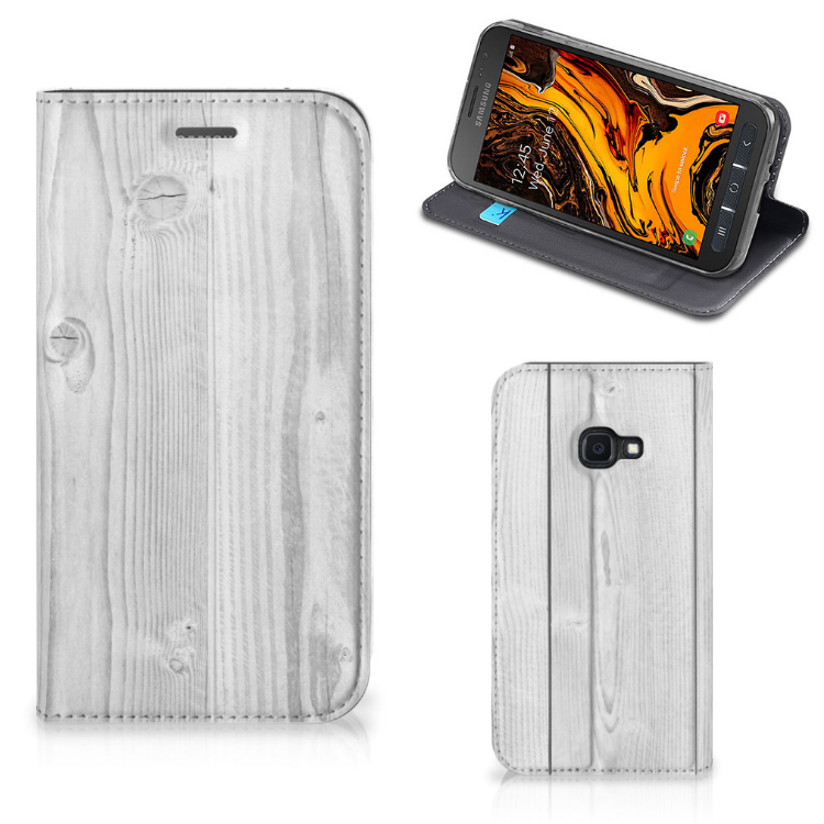 Samsung Galaxy Xcover 4s Book Wallet Case White Wood