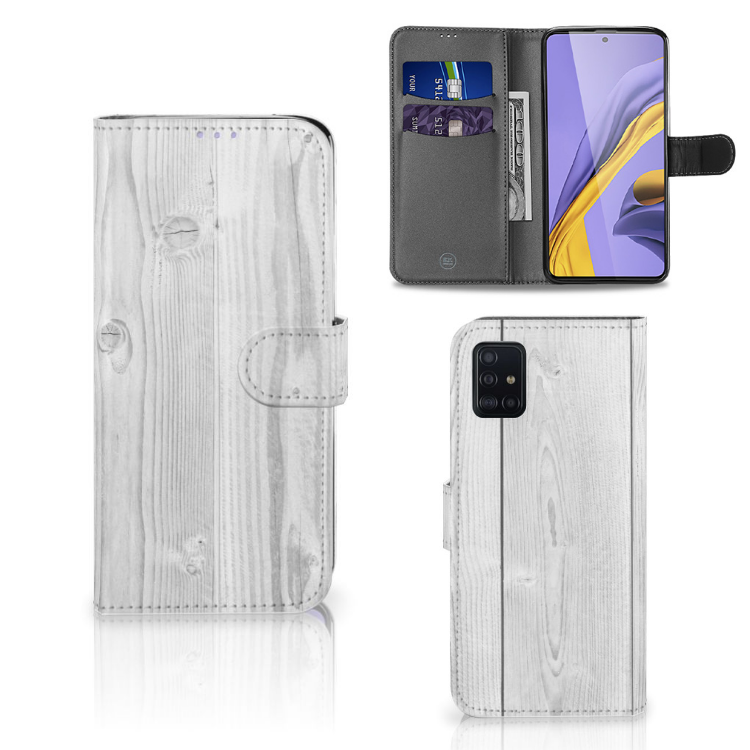 Samsung Galaxy A51 Book Style Case White Wood