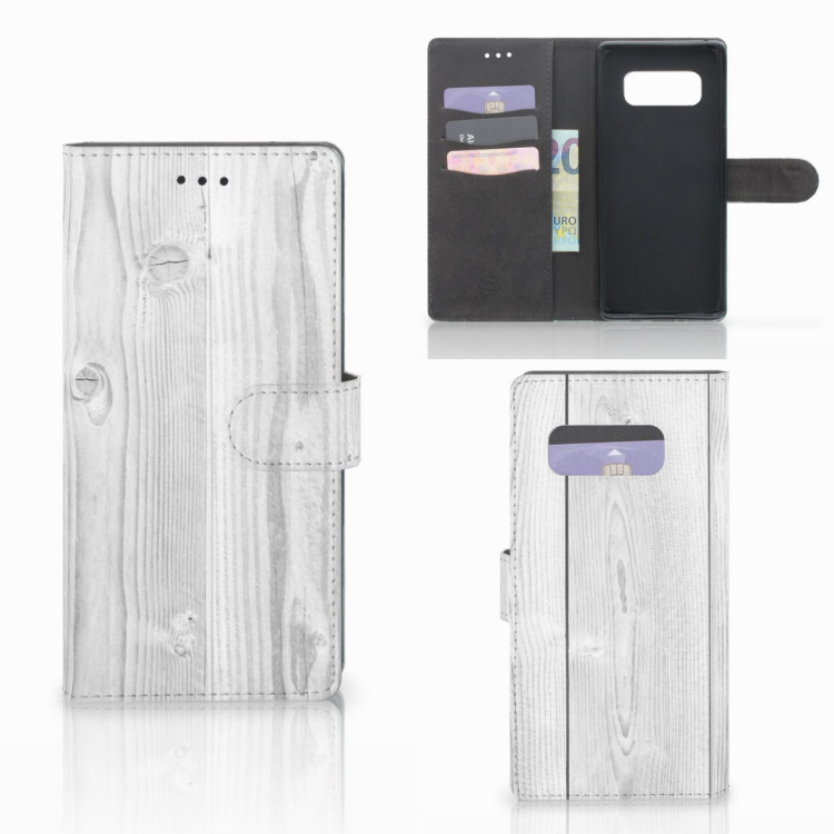 Samsung Galaxy Note 8 Book Style Case White Wood