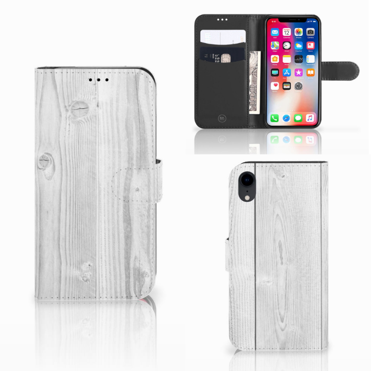 Apple iPhone Xr Book Style Case White Wood