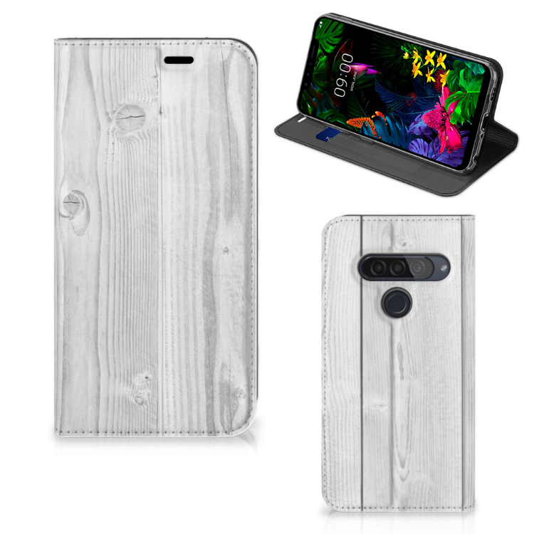 LG G8s Thinq Book Wallet Case White Wood