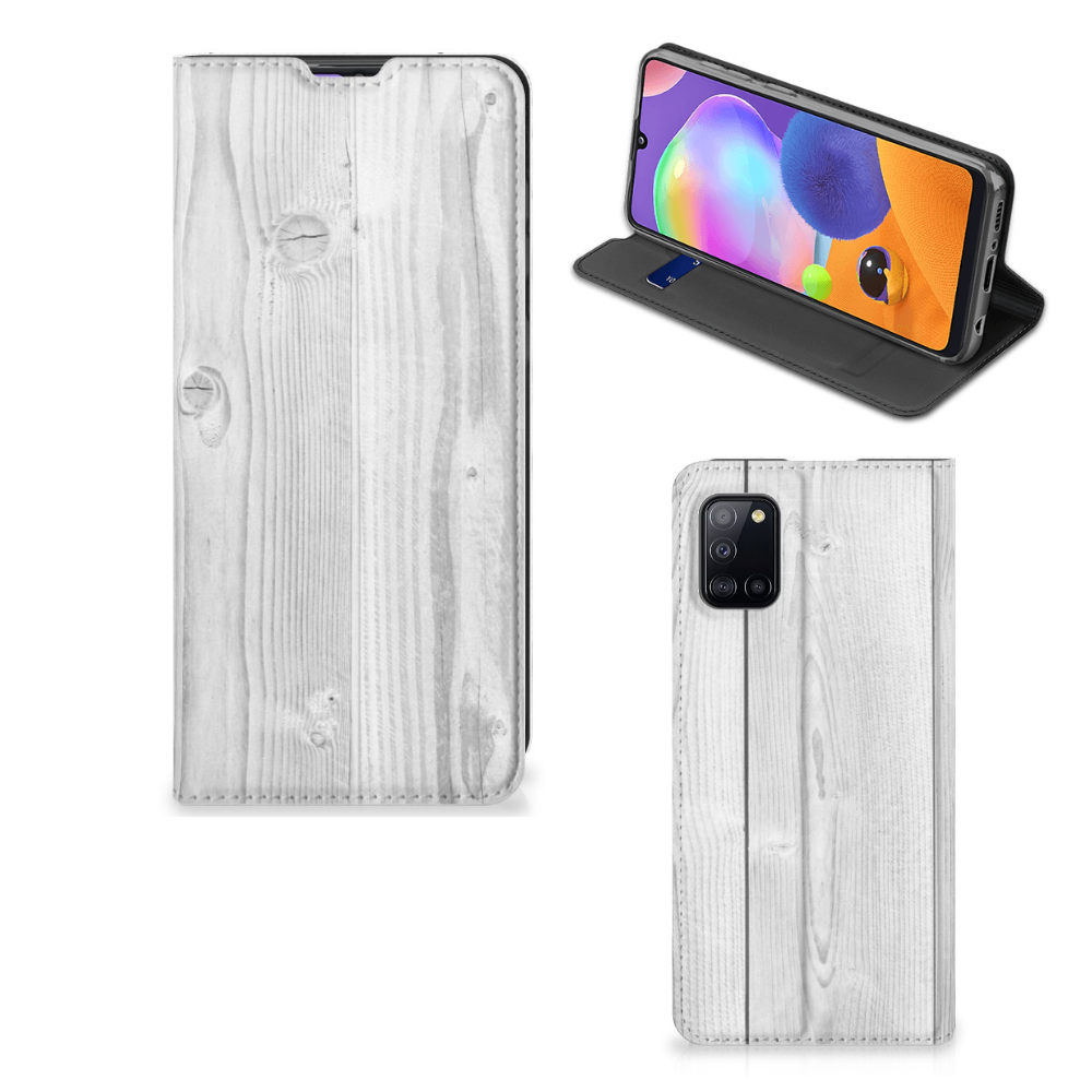 Samsung Galaxy A31 Book Wallet Case White Wood