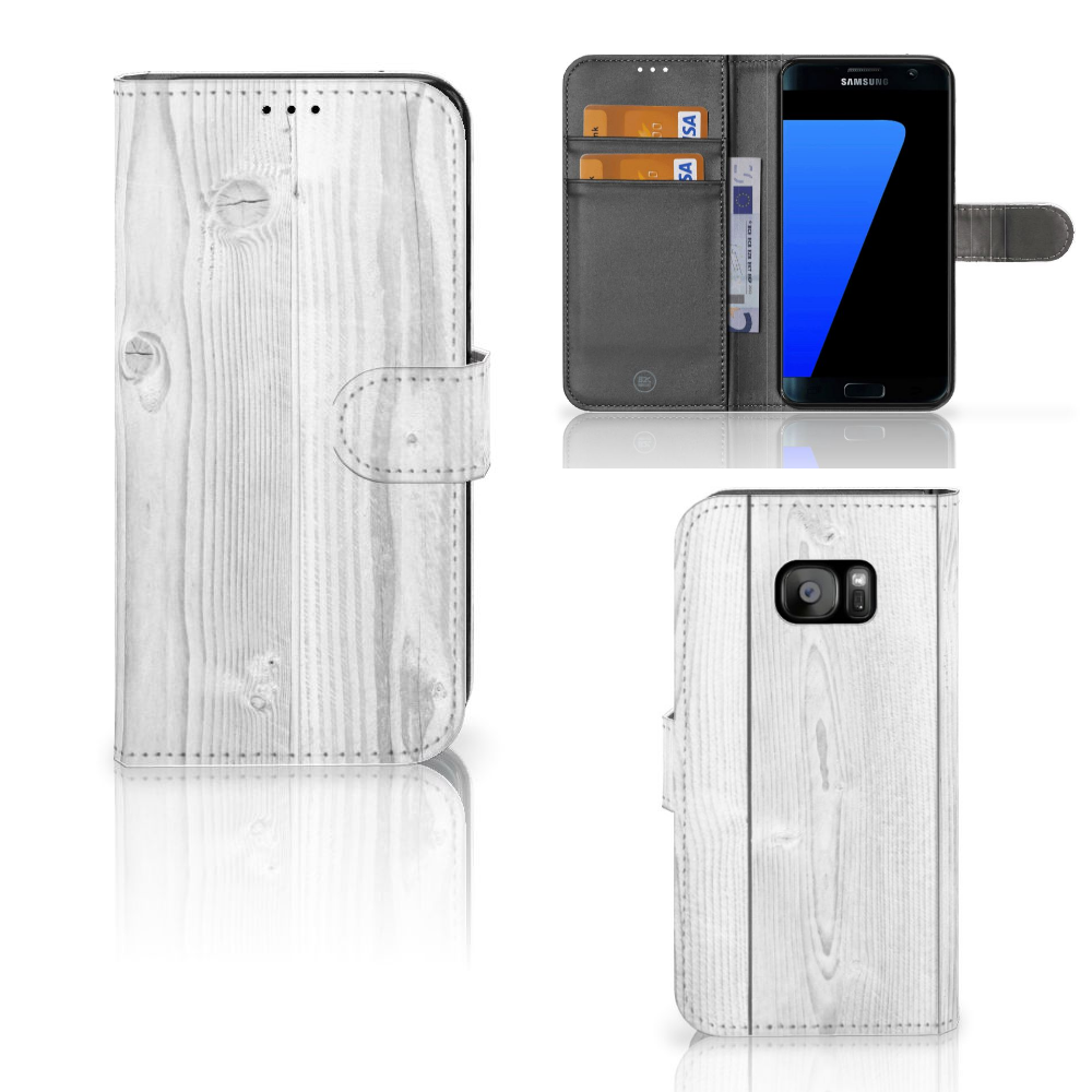Samsung Galaxy S7 Edge Book Style Case White Wood