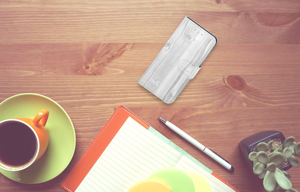 Samsung Galaxy S6 Edge Book Style Case White Wood
