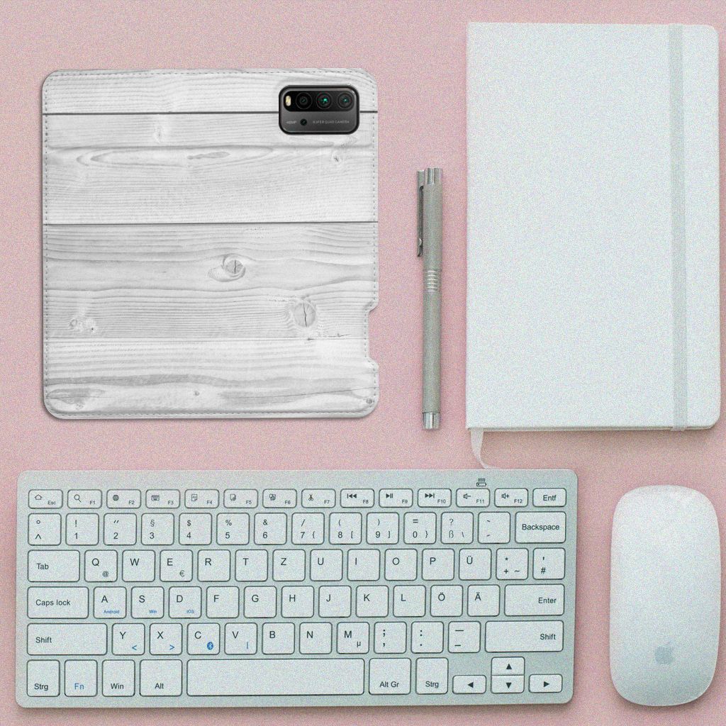 Xiaomi Poco M3 | Redmi 9T Book Wallet Case White Wood