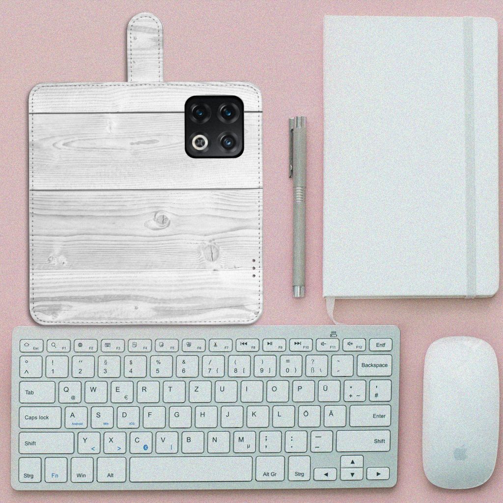 OnePlus 10 Pro Book Style Case White Wood