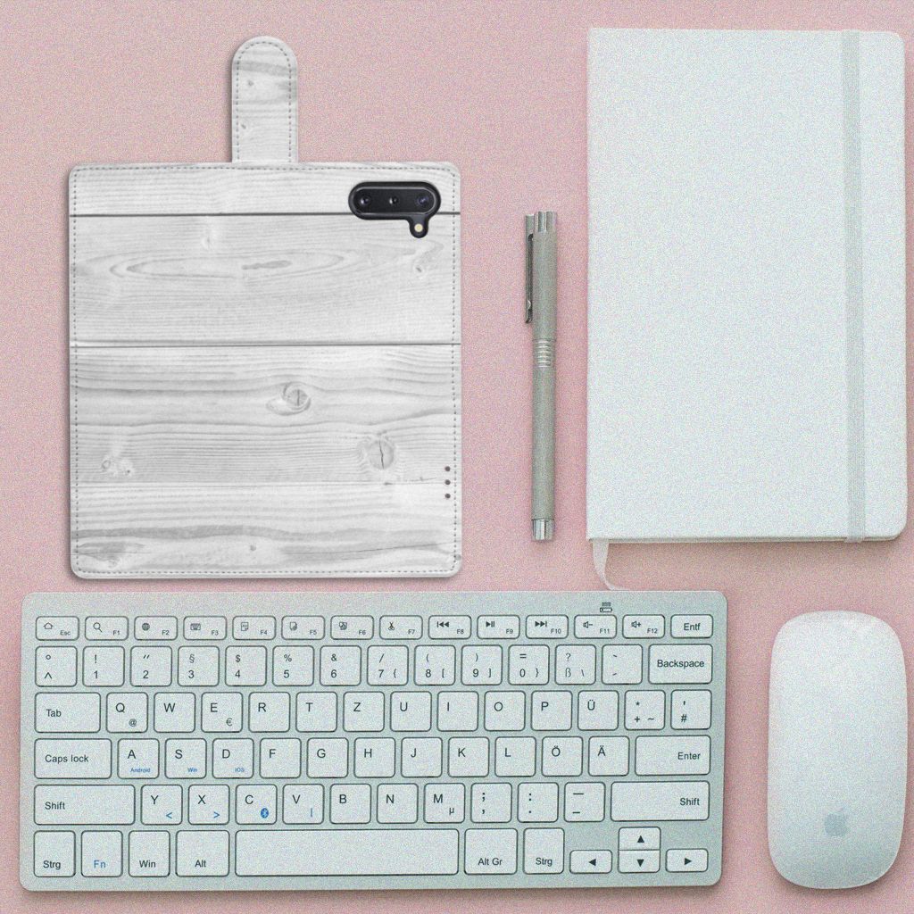 Samsung Galaxy Note 10 Book Style Case White Wood