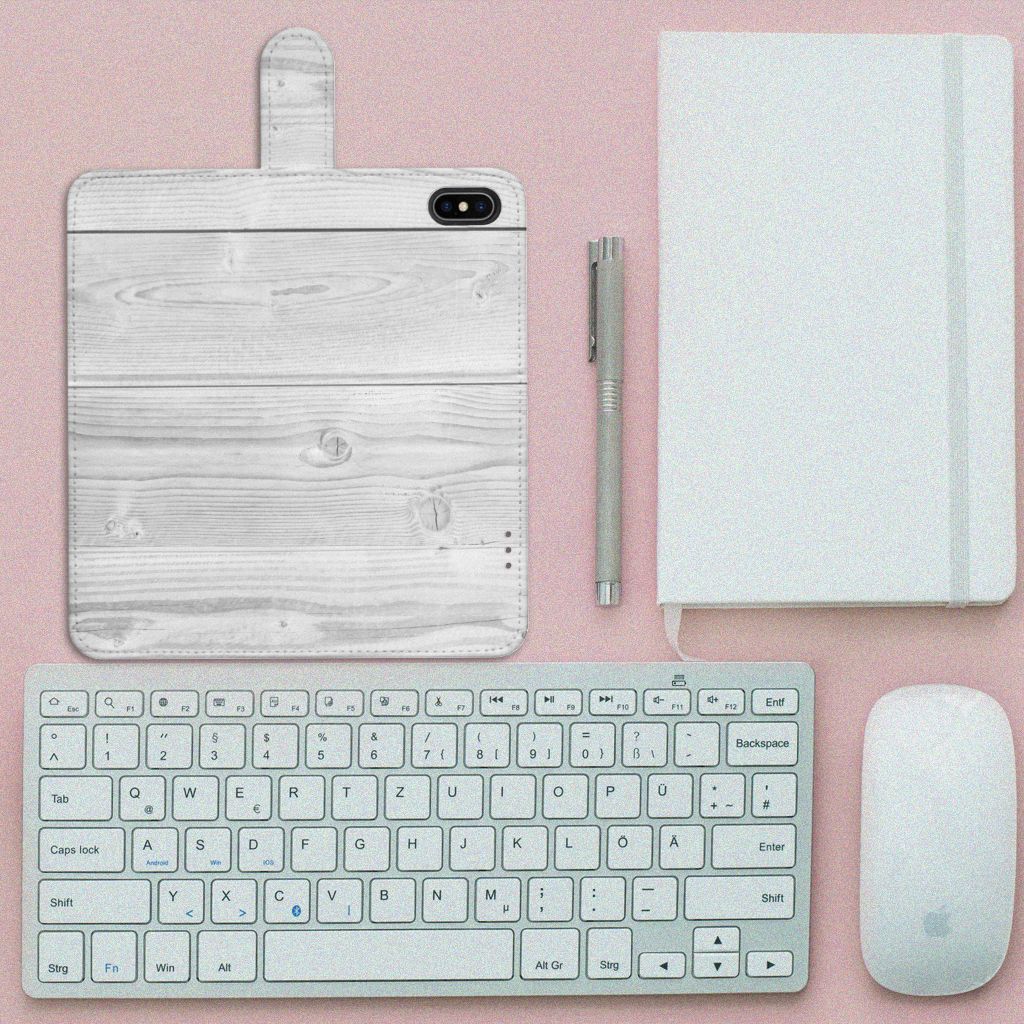 Apple iPhone Xs Max Book Style Case White Wood