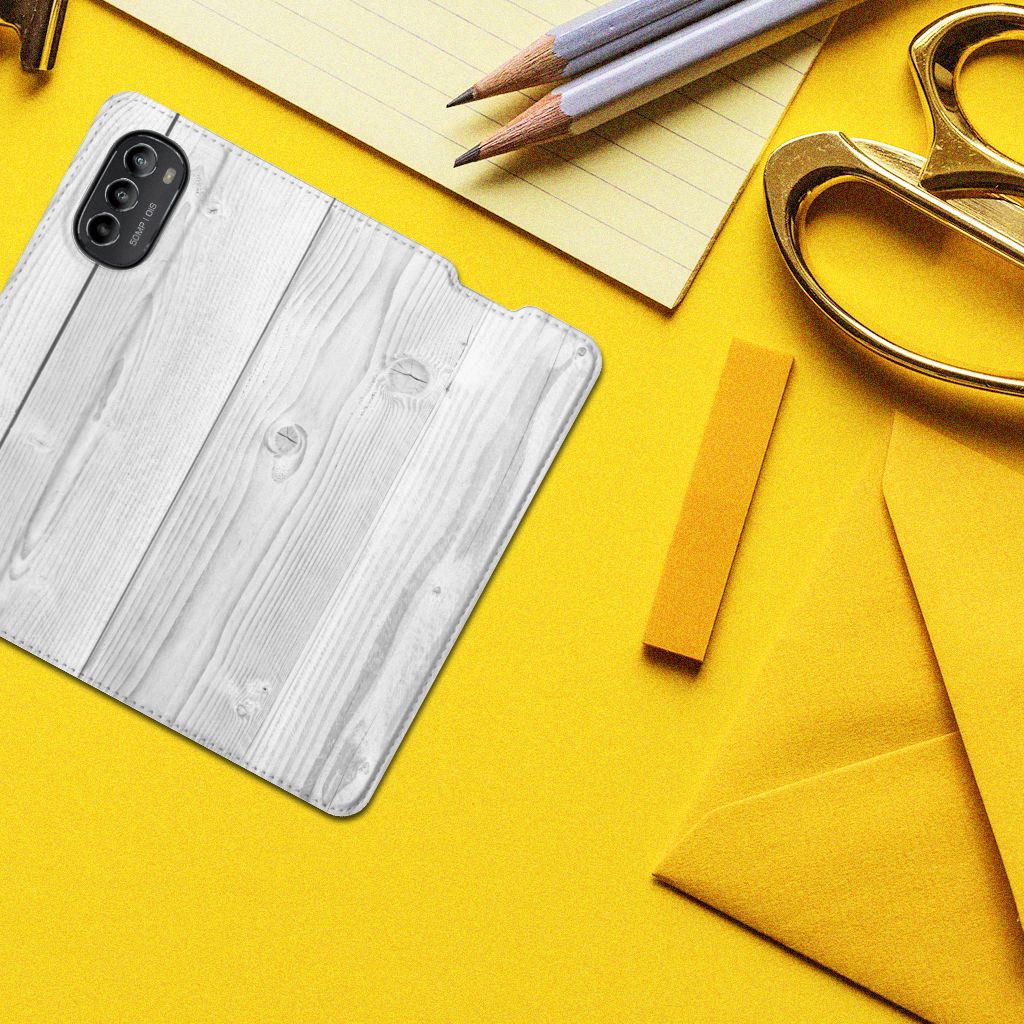 Motorola Moto G52 | Moto G82 Book Wallet Case White Wood