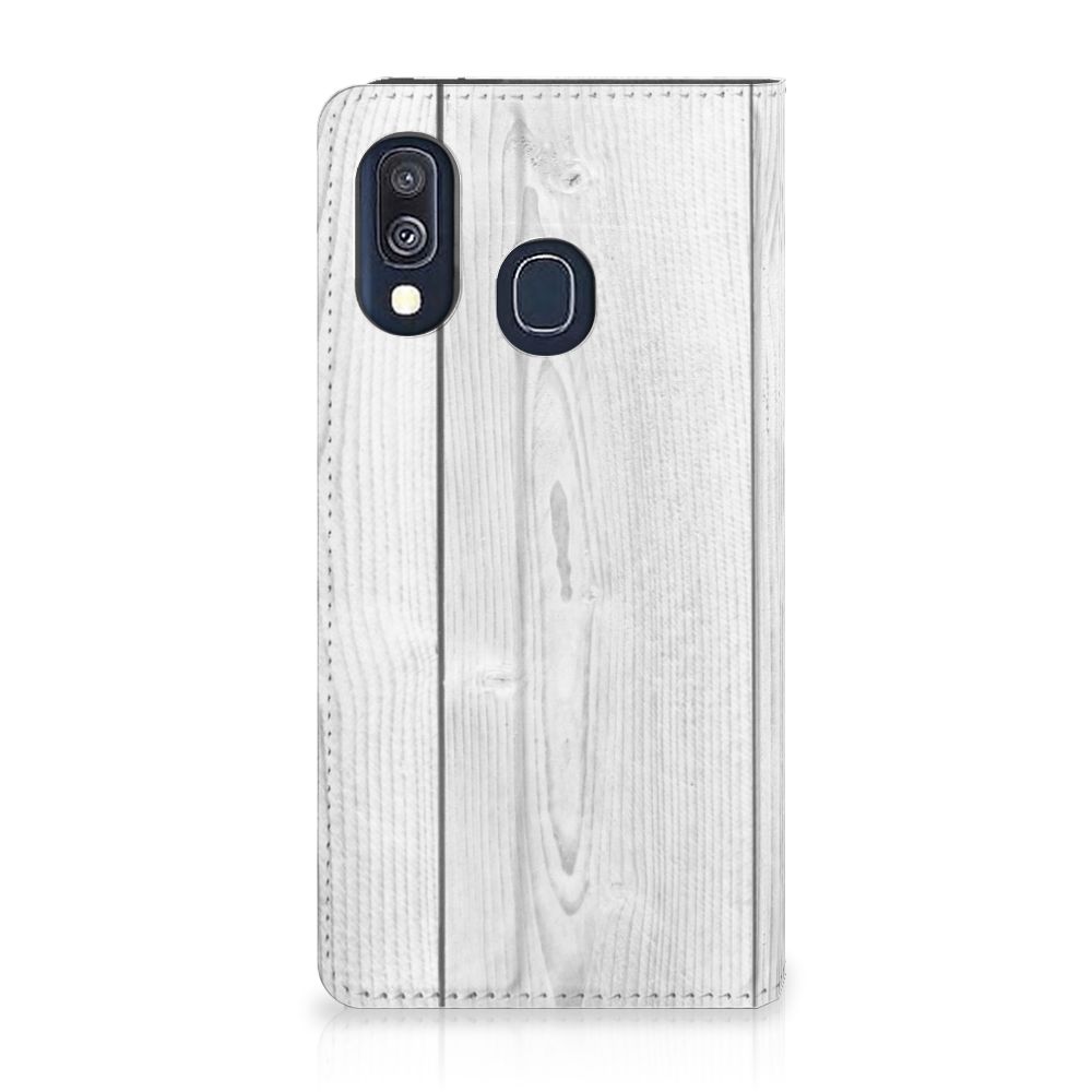 Samsung Galaxy A40 Book Wallet Case White Wood