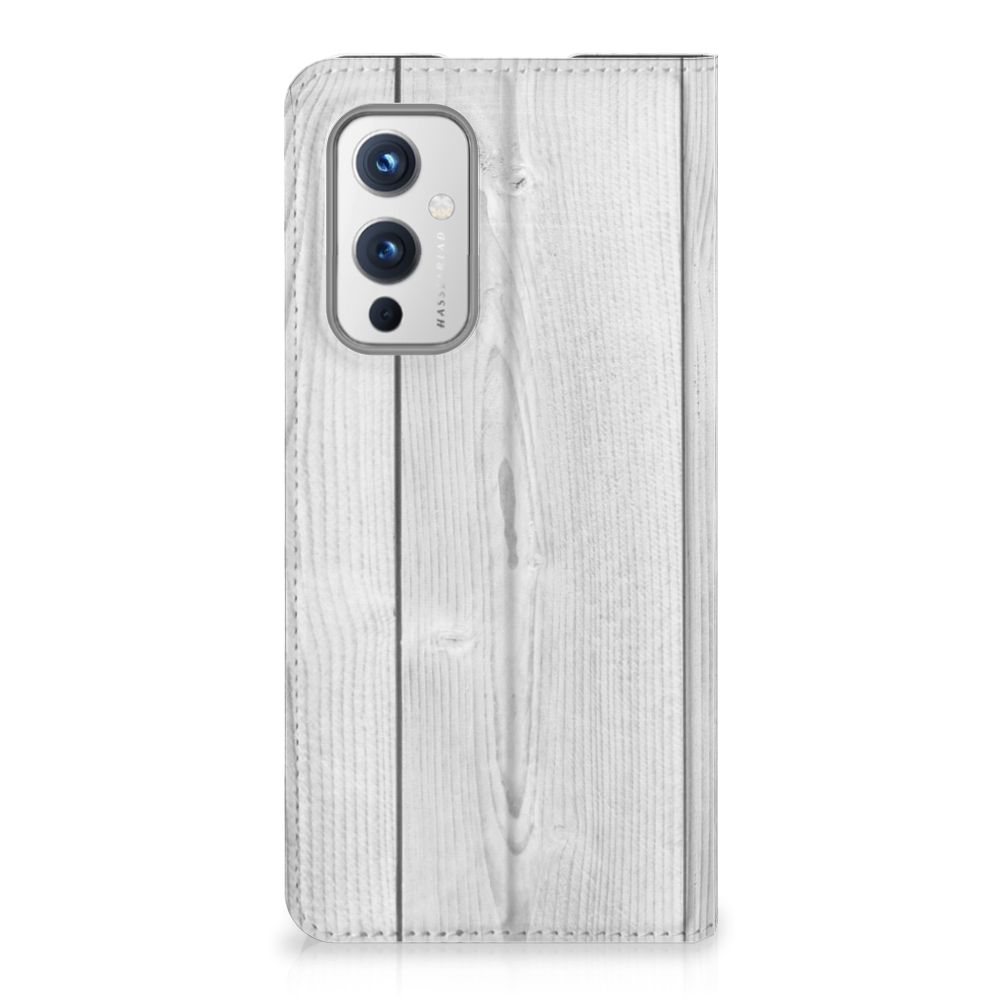 OnePlus 9 Book Wallet Case White Wood