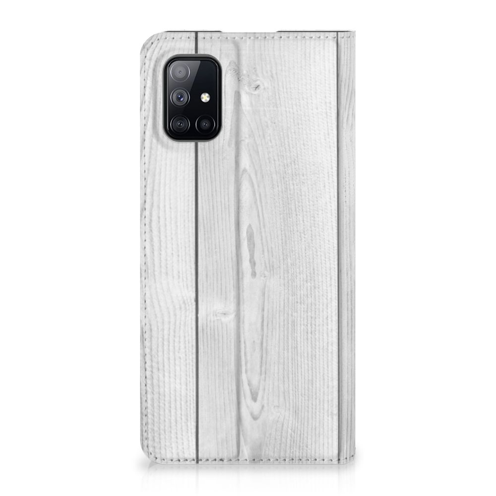 Samsung Galaxy M51 Book Wallet Case White Wood