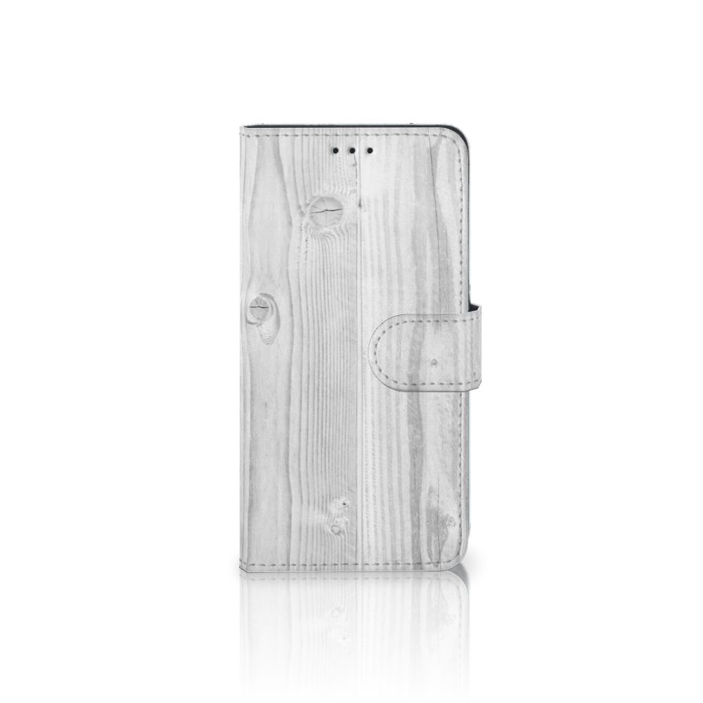 Huawei P10 Lite Book Style Case White Wood