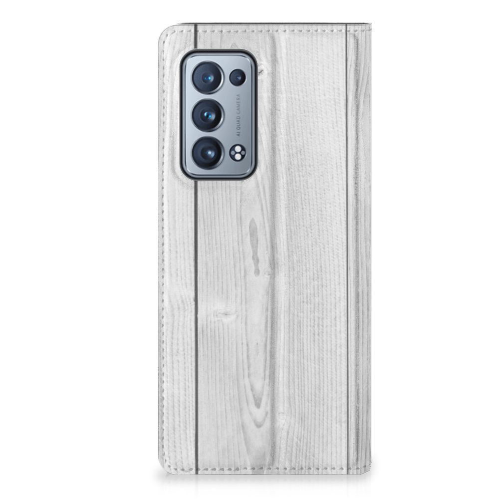 OPPO Reno 6 Pro Plus 5G Book Wallet Case White Wood