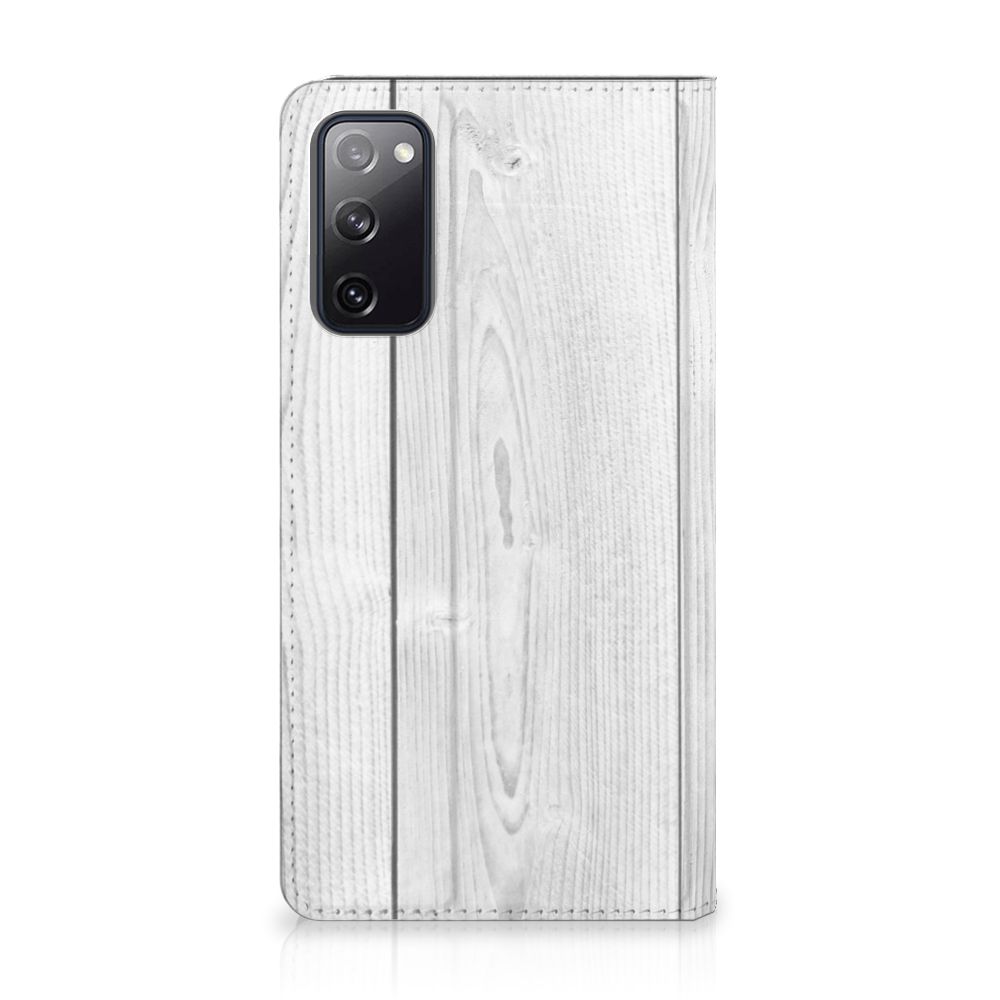 Samsung Galaxy S20 FE Book Wallet Case White Wood