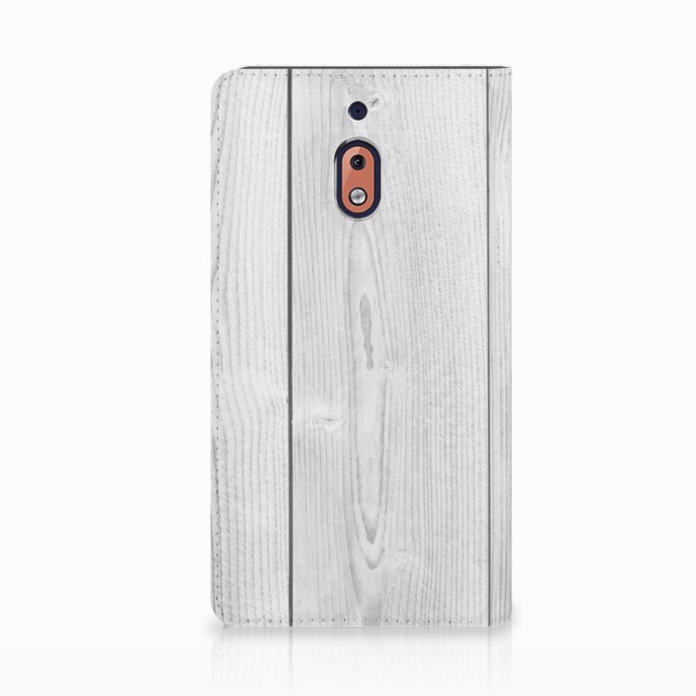 Nokia 2.1 2018 Book Wallet Case White Wood
