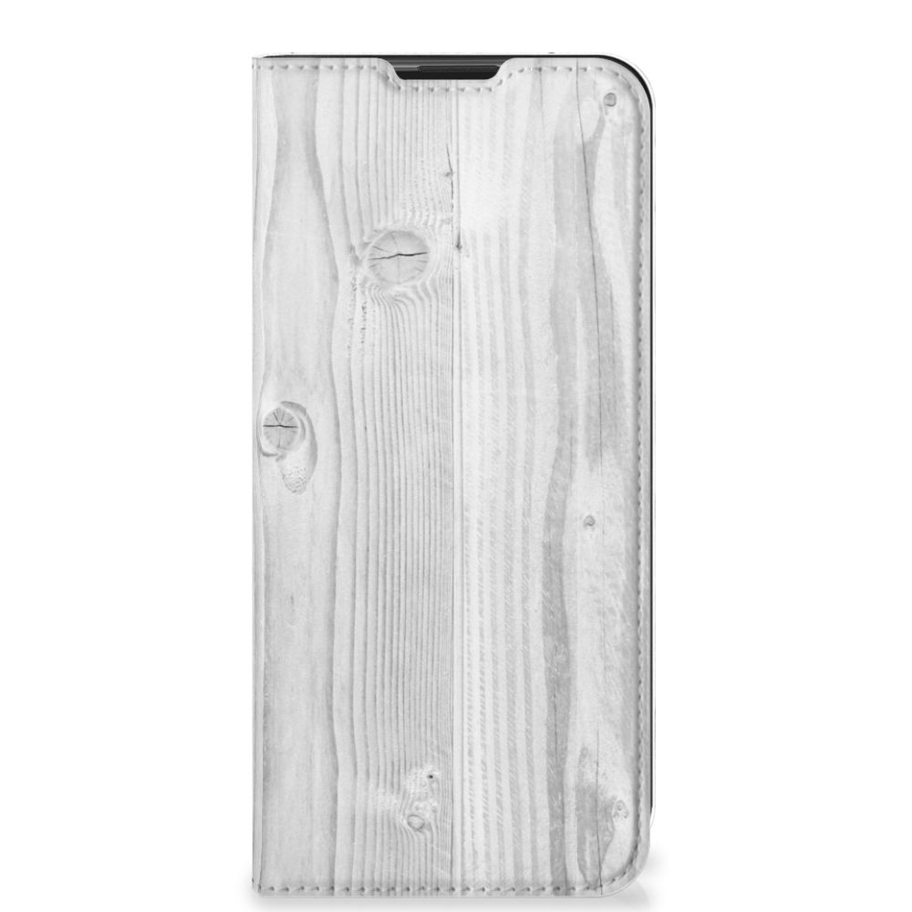 Motorola Moto G9 Play Book Wallet Case White Wood