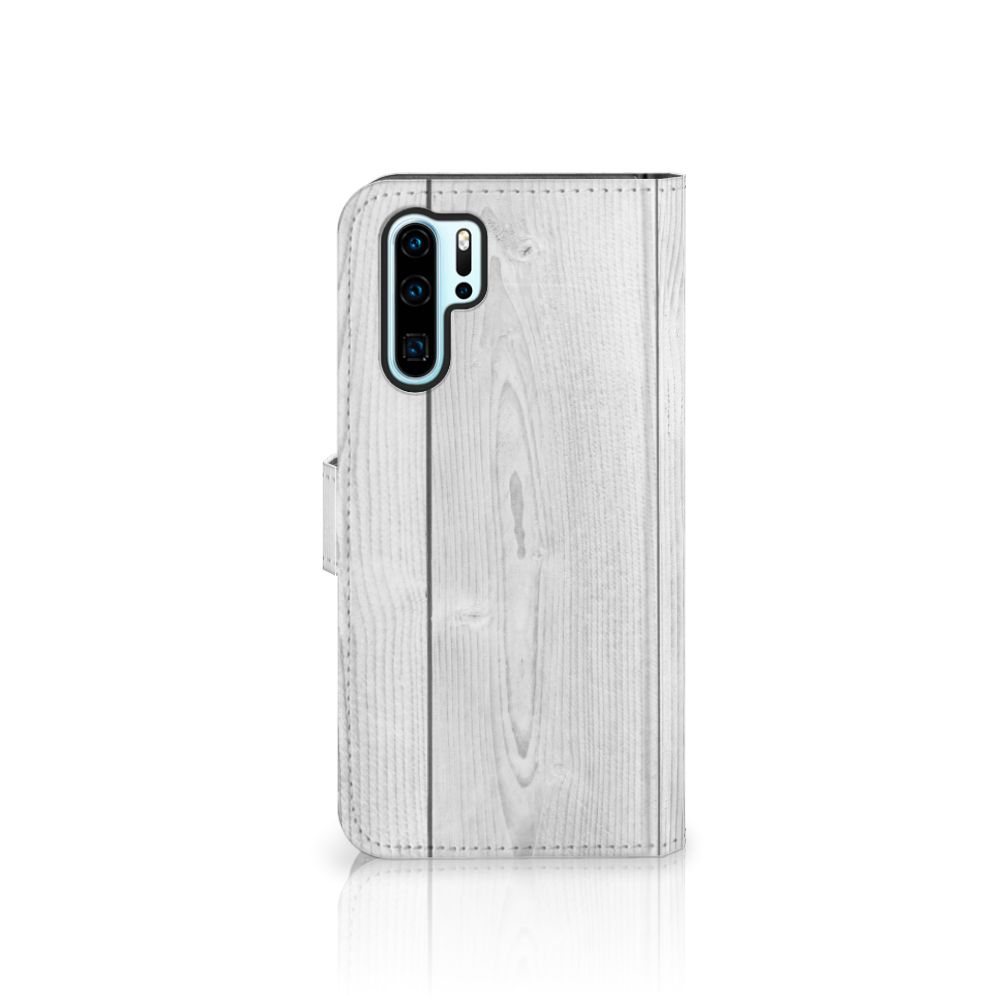 Huawei P30 Pro Book Style Case White Wood