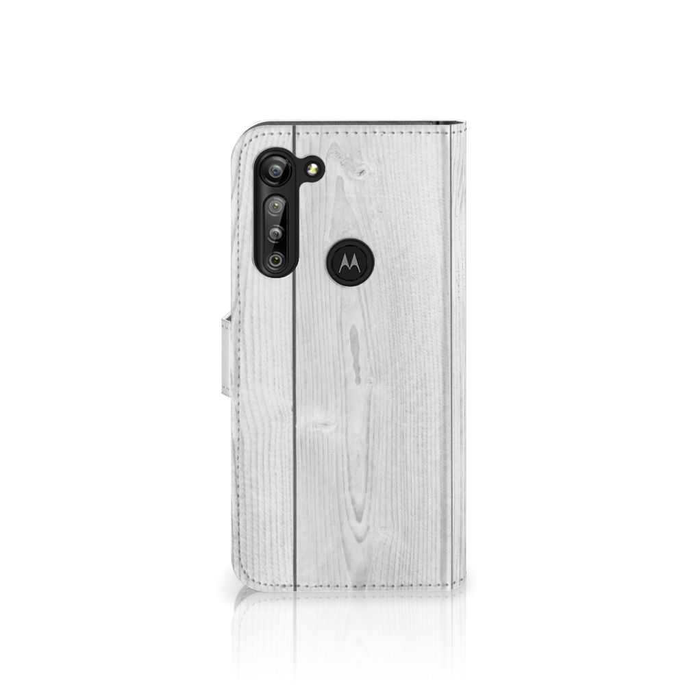 Motorola G8 Power Book Style Case White Wood