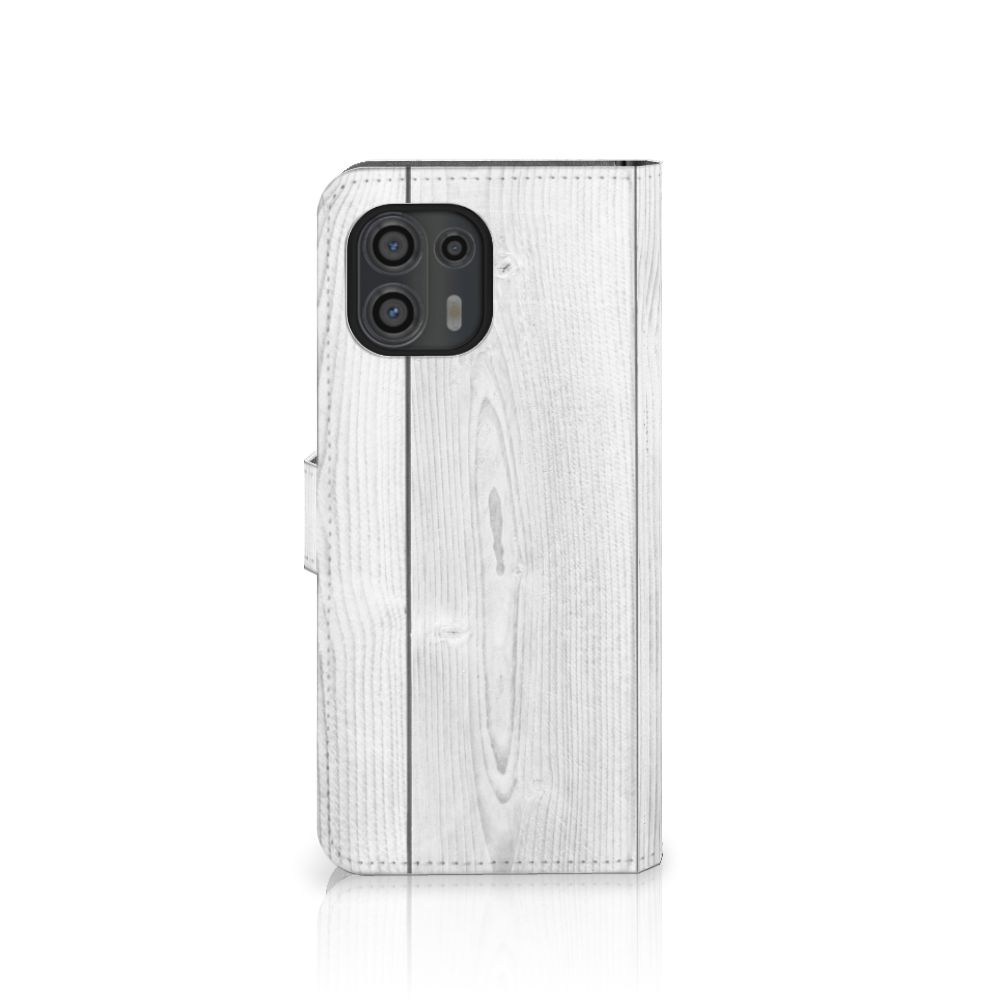 Motorola Edge 20 Lite Book Style Case White Wood