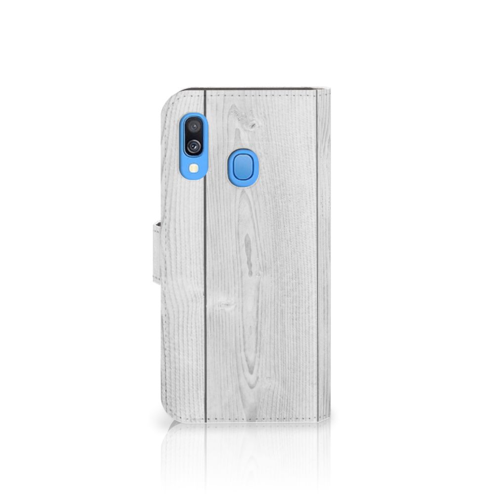 Samsung Galaxy A40 Book Style Case White Wood
