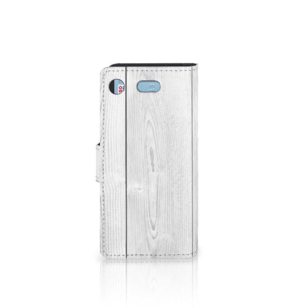 Sony Xperia XZ1 Compact Book Style Case White Wood