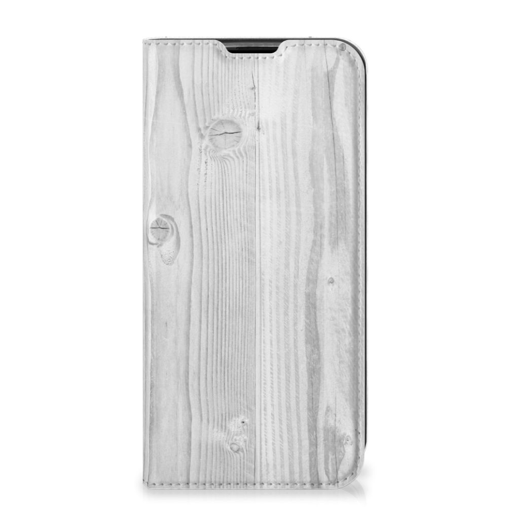 Huawei P40 Lite Book Wallet Case White Wood