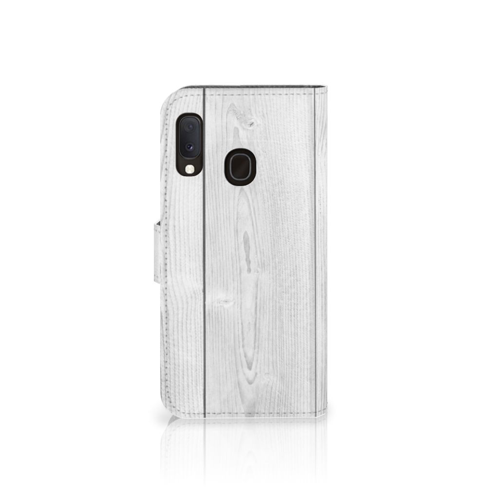 Samsung Galaxy A20e Book Style Case White Wood