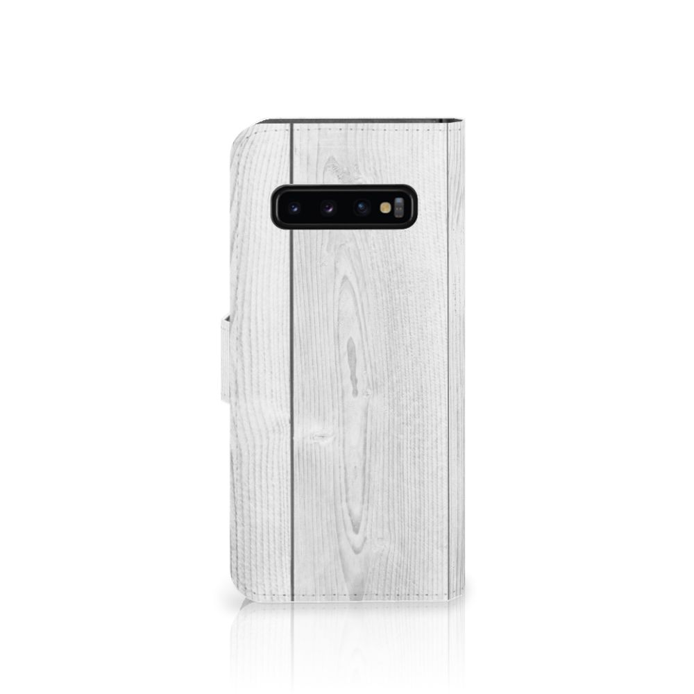 Samsung Galaxy S10 Book Style Case White Wood