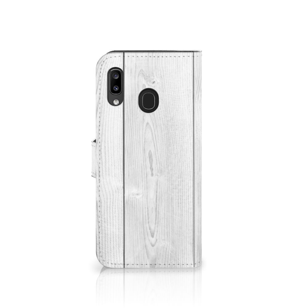 Samsung Galaxy A30 Book Style Case White Wood