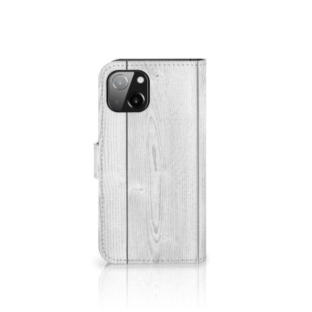 Apple iPhone 13 Book Style Case White Wood