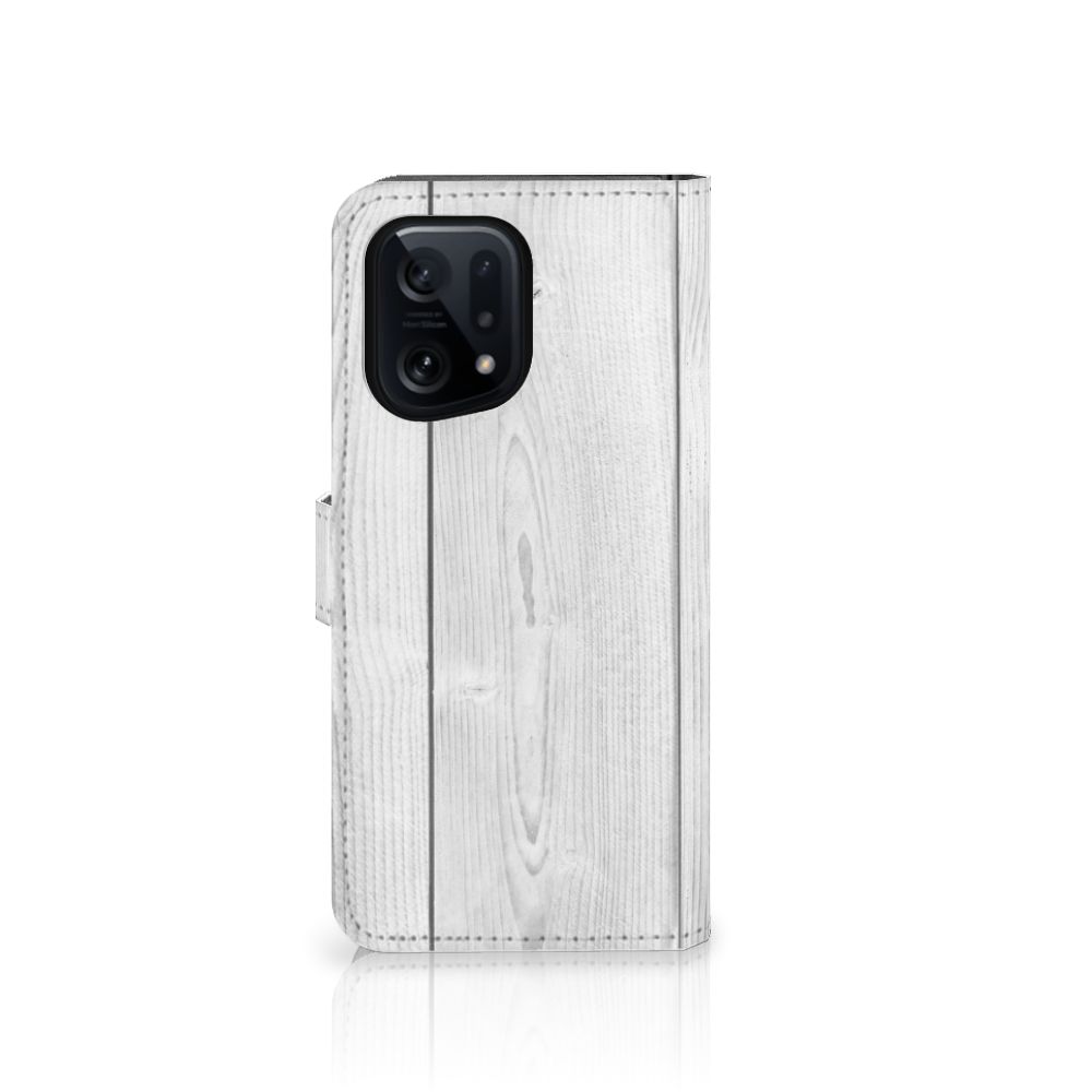 OPPO Find X5 Book Style Case White Wood