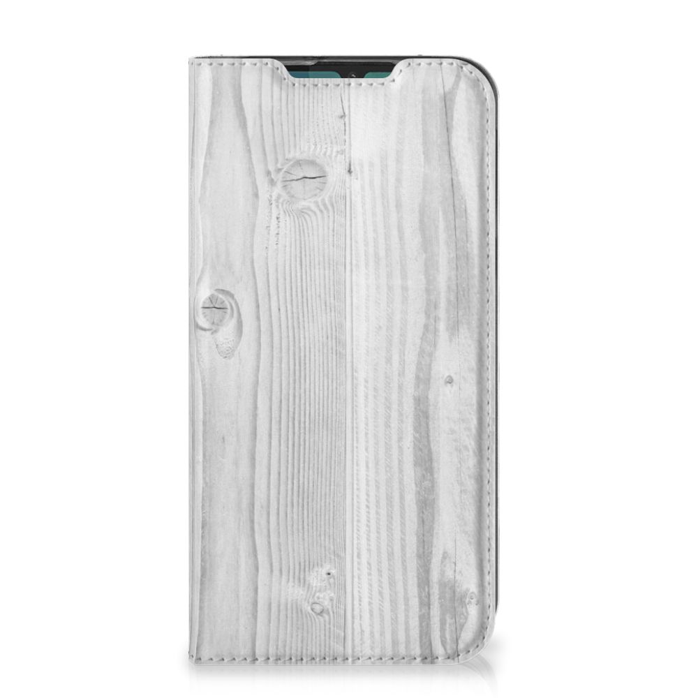 Motorola G8 Plus Book Wallet Case White Wood