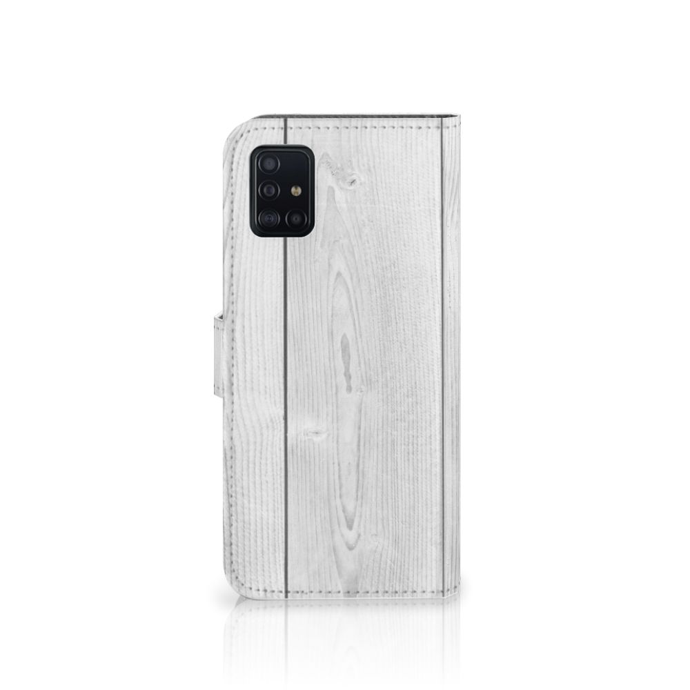 Samsung Galaxy A51 Book Style Case White Wood